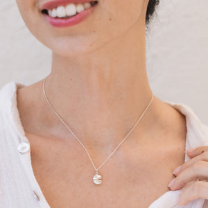 Mini Fortune Cookie Pendant - Silver